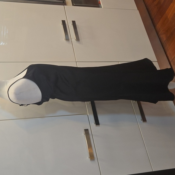 Sam Edelman Spagetti Strap Ruffle Black Midi Slip Dress Size 8 - Picture 2 of 7